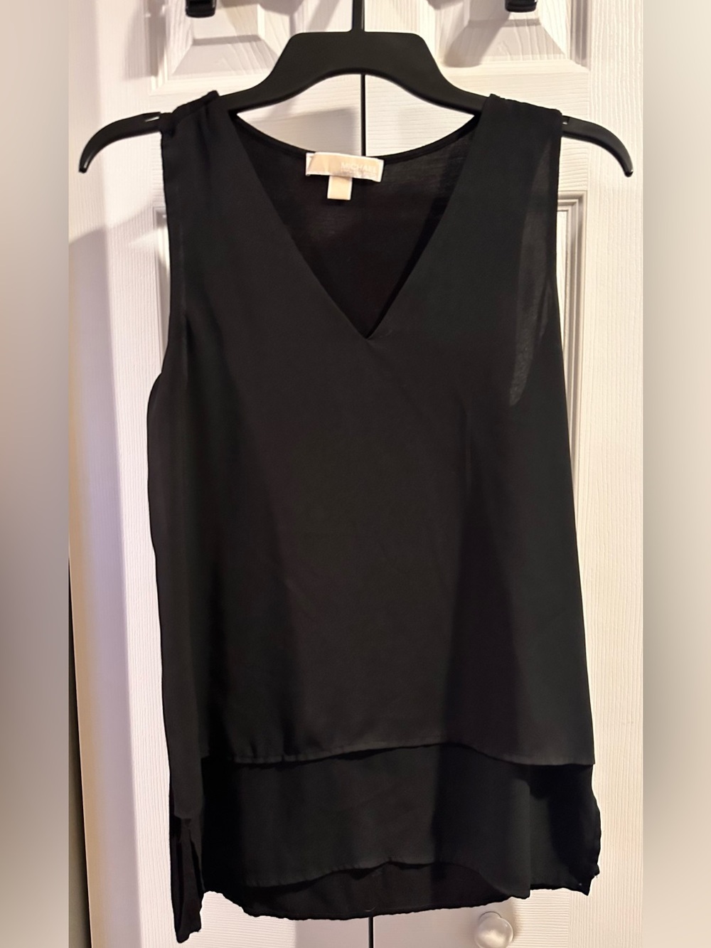 Michael Kors Black V-Neck Double-Layer Sleeveless Camisole